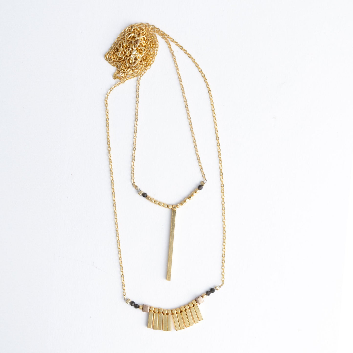 Livvy 18k Gold Layered Bar Pendant Necklace