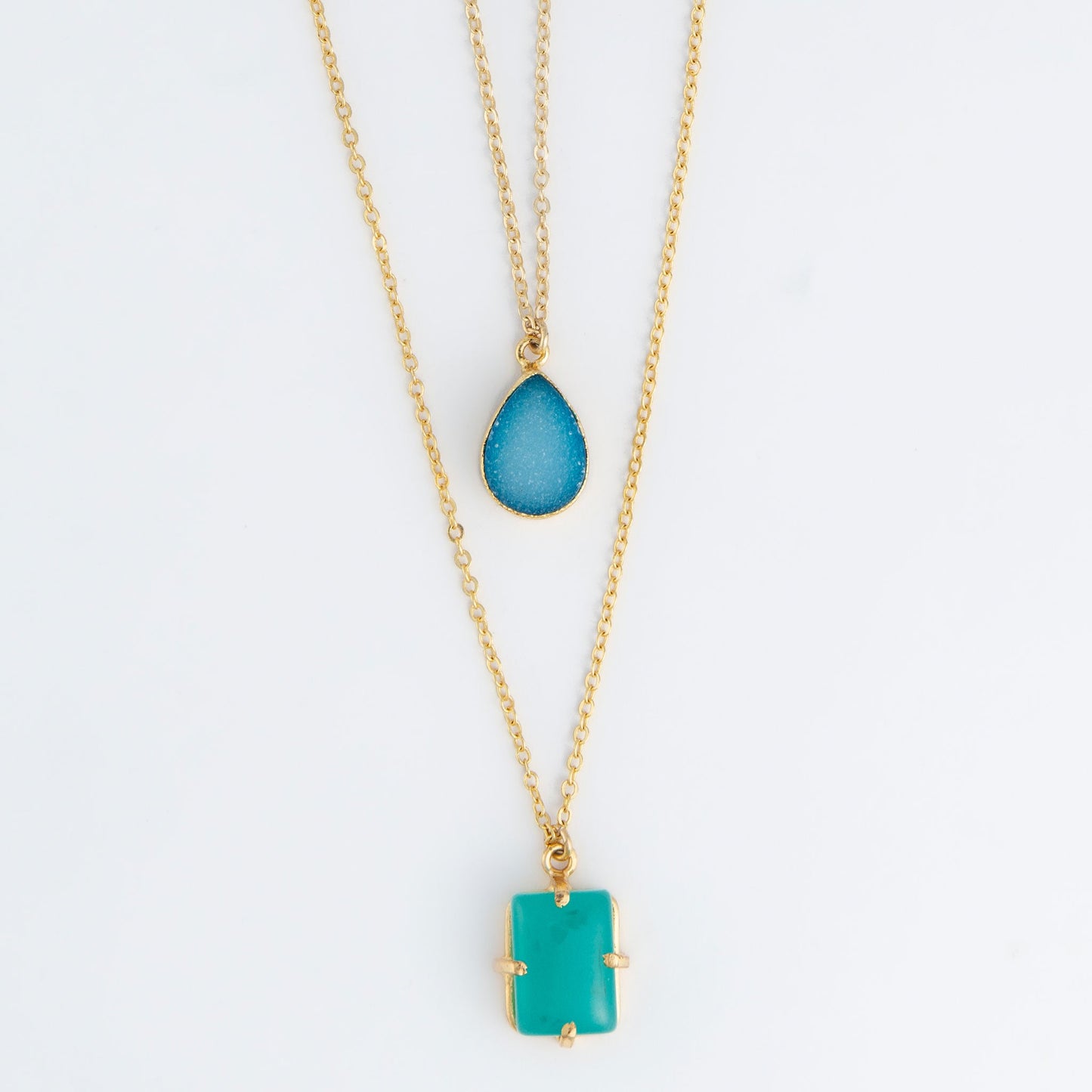 Ezra 18k Gold layered Stone Pendant Necklace