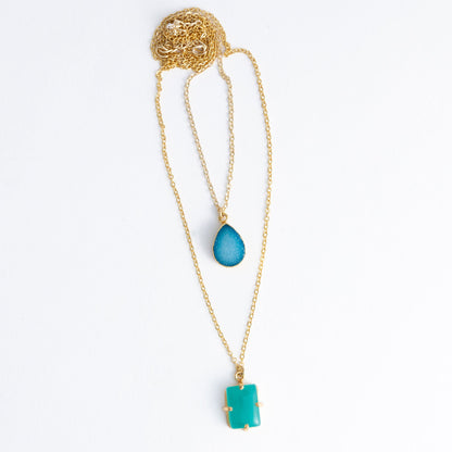 Ezra 18k Gold layered Stone Pendant Necklace