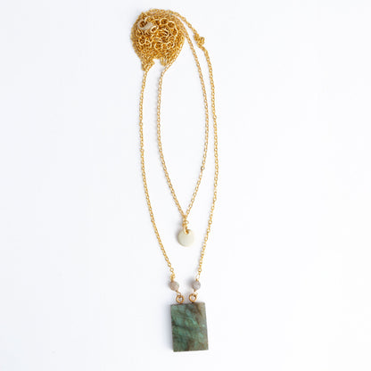 Shae 18k Gold Layered Stone Pendant Necklace