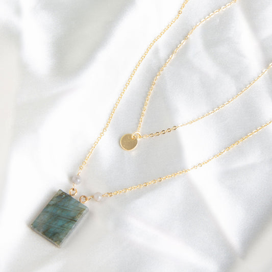 Shae 18k Gold Layered Stone Pendant Necklace