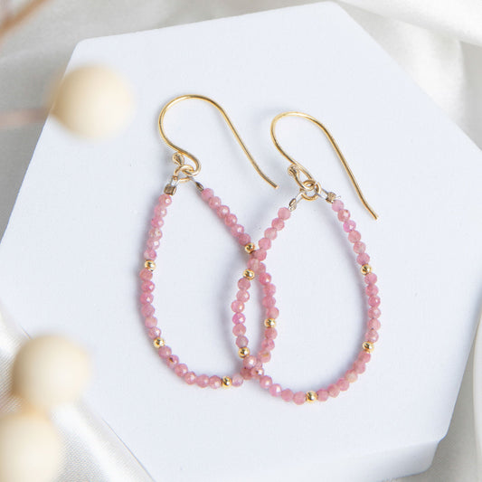 Taissa 18k Gold Genuine Pink Tourmaline Earrings