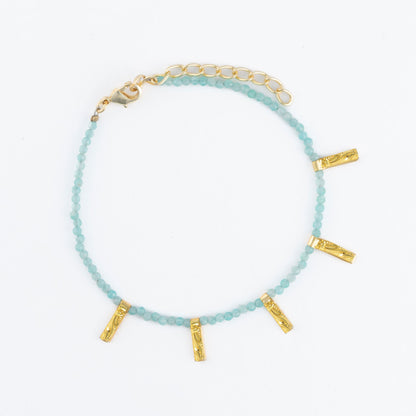 Taissa 18k Gold Genuine Amazonite Bar Bracelet