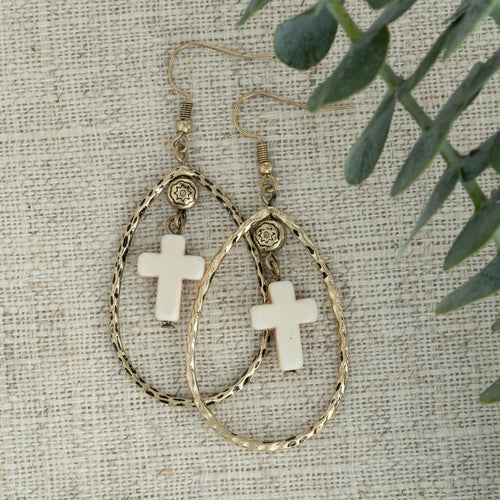 Beki Cross Charm Earrings