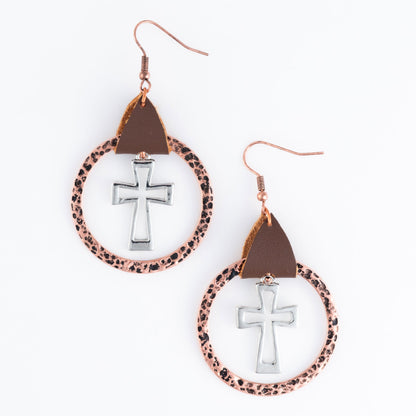 Alex Hammered Cross Earrings