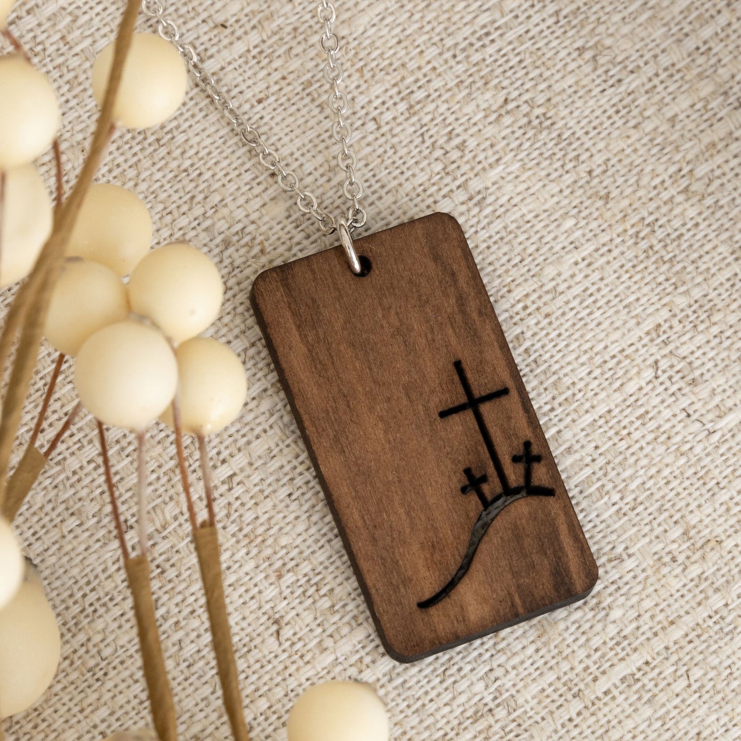 Liane Wooden Cross Pendant Necklace