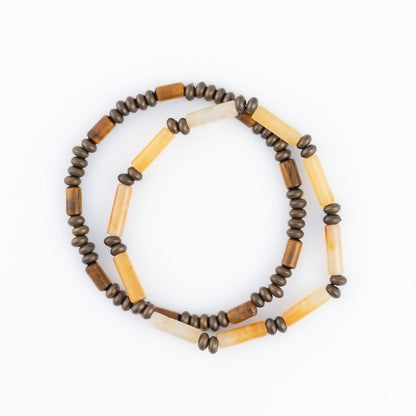 Jordan Multi Row Genuine Stone & Wood Bead Unisex Bracelet