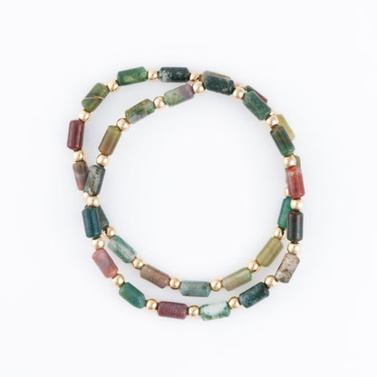 Jordan Multi Row Genuine Stone & Wood Bead Unisex Bracelet