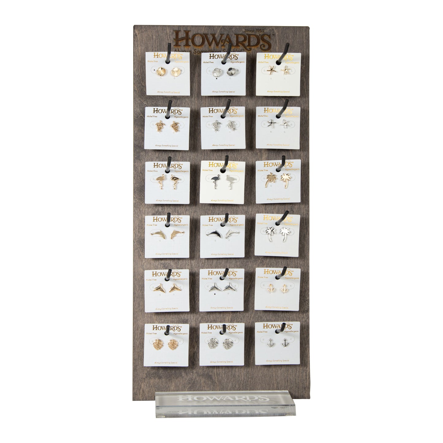 36 PIECE COASTAL STUD EARRING UNIT WITH DISPLAY