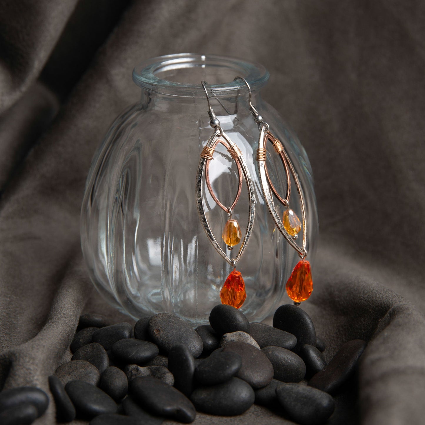 Halloween Wire Wrap Beaded Earrings