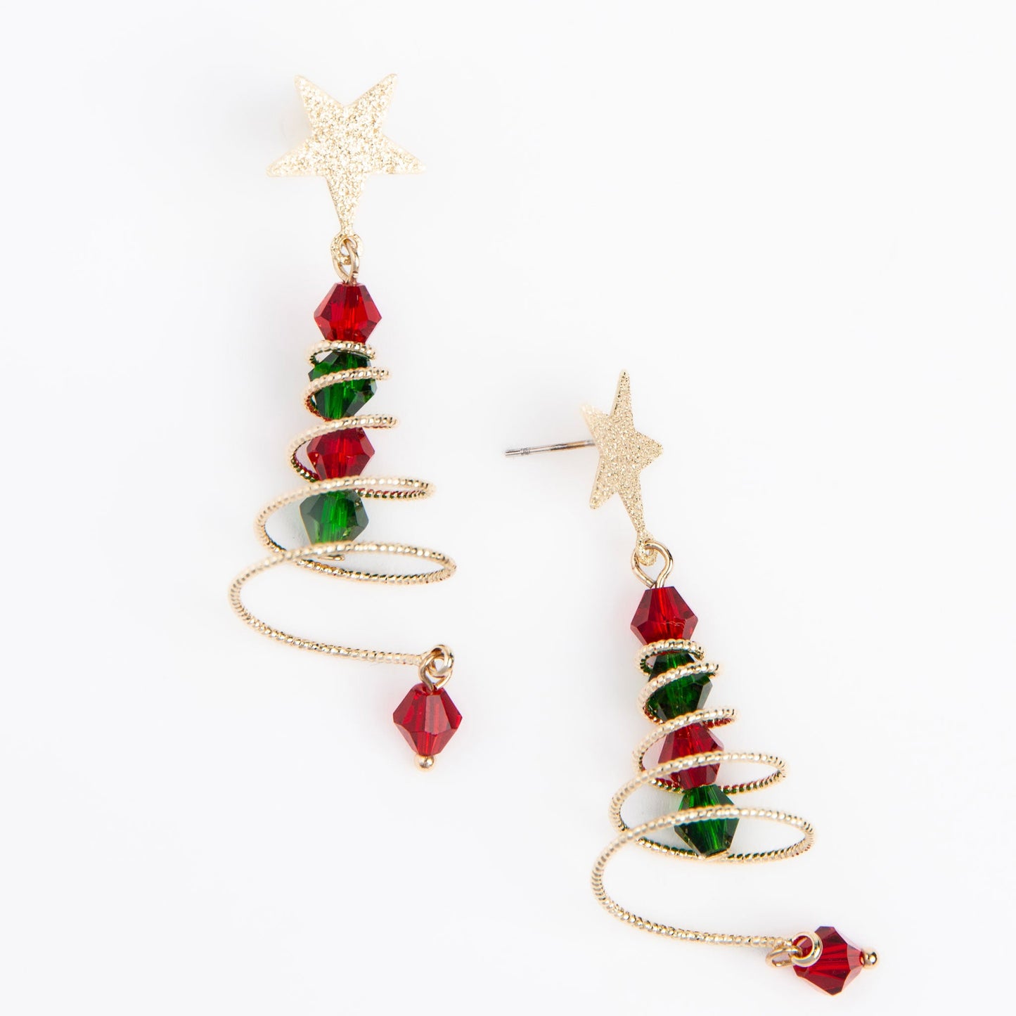 Holiday Wire Wrapped Tree Beaded Earrings