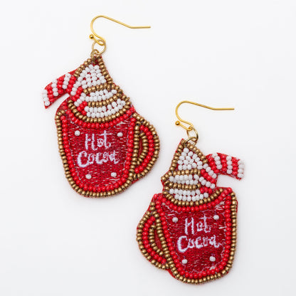 Holiday Seed Bead Hot Coca Earrings