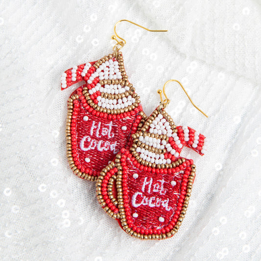 Holiday Seed Bead Hot Coca Earrings