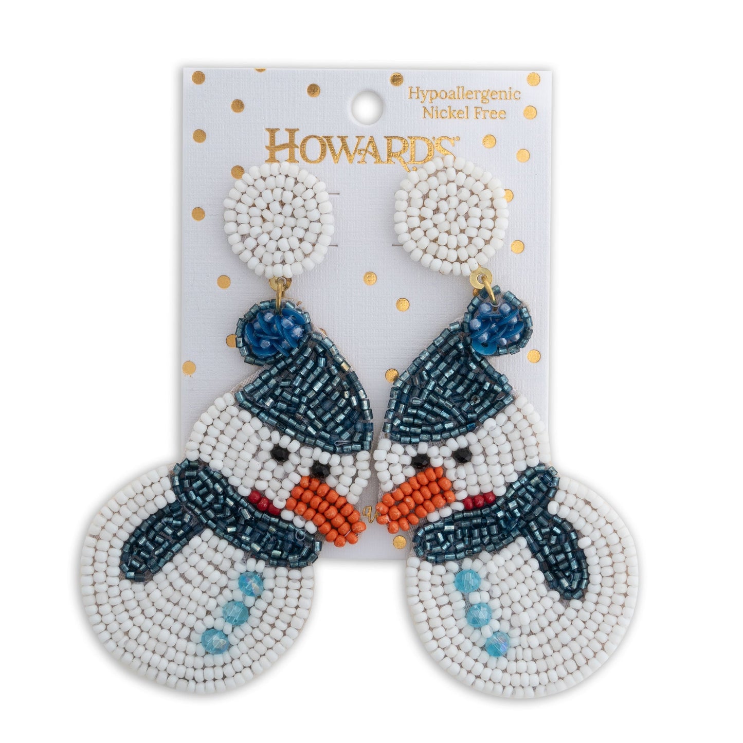 Holiday Seed Bead Snowman Earrings