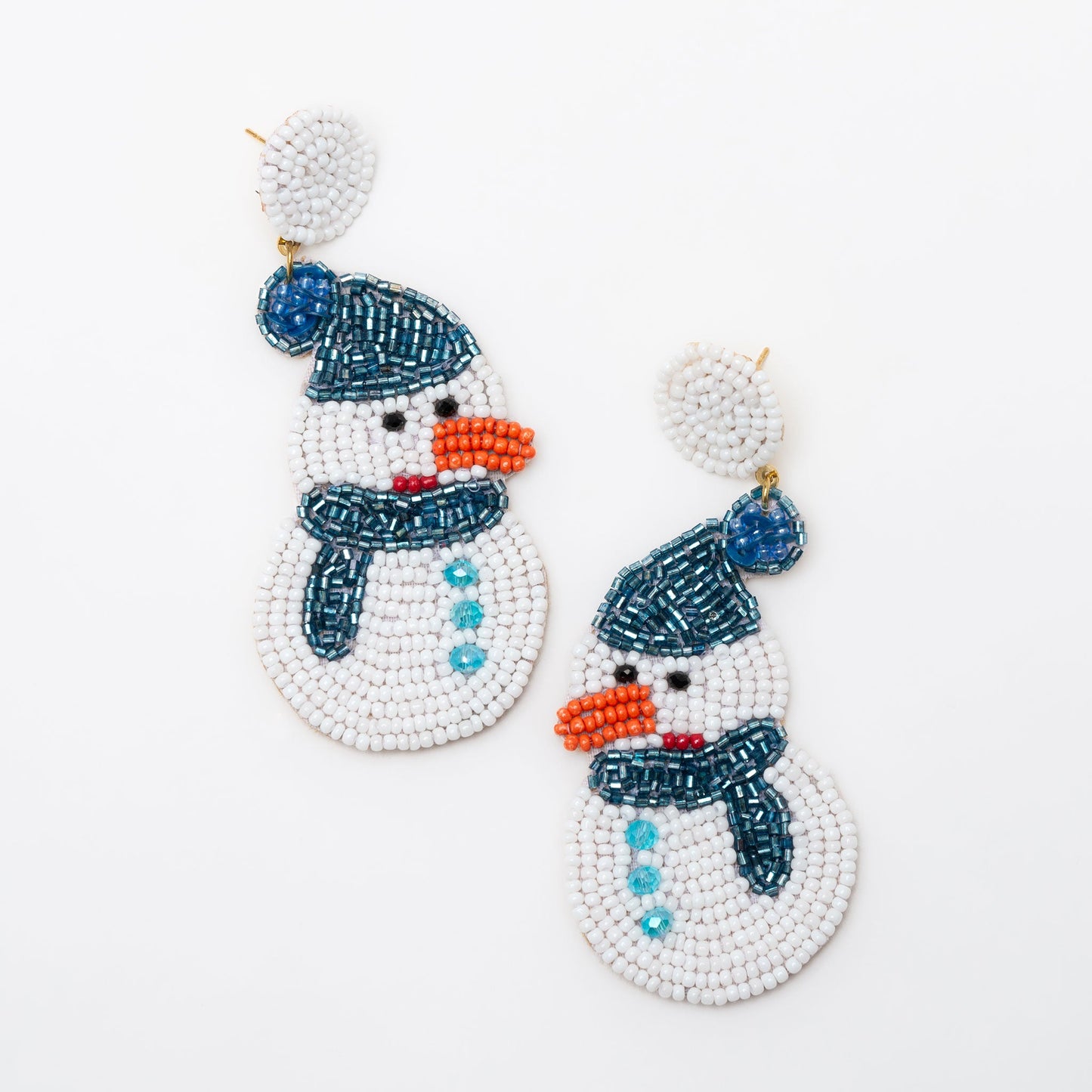 Holiday Seed Bead Snowman Earrings