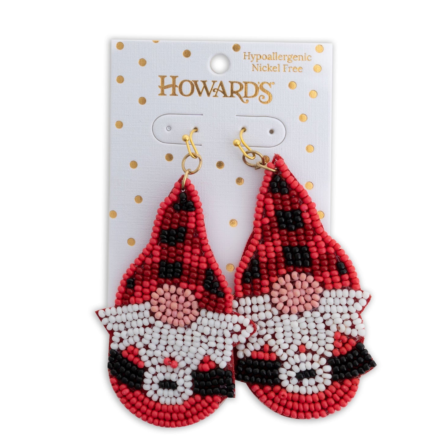 Holiday Seed Bead Gnome Earrings