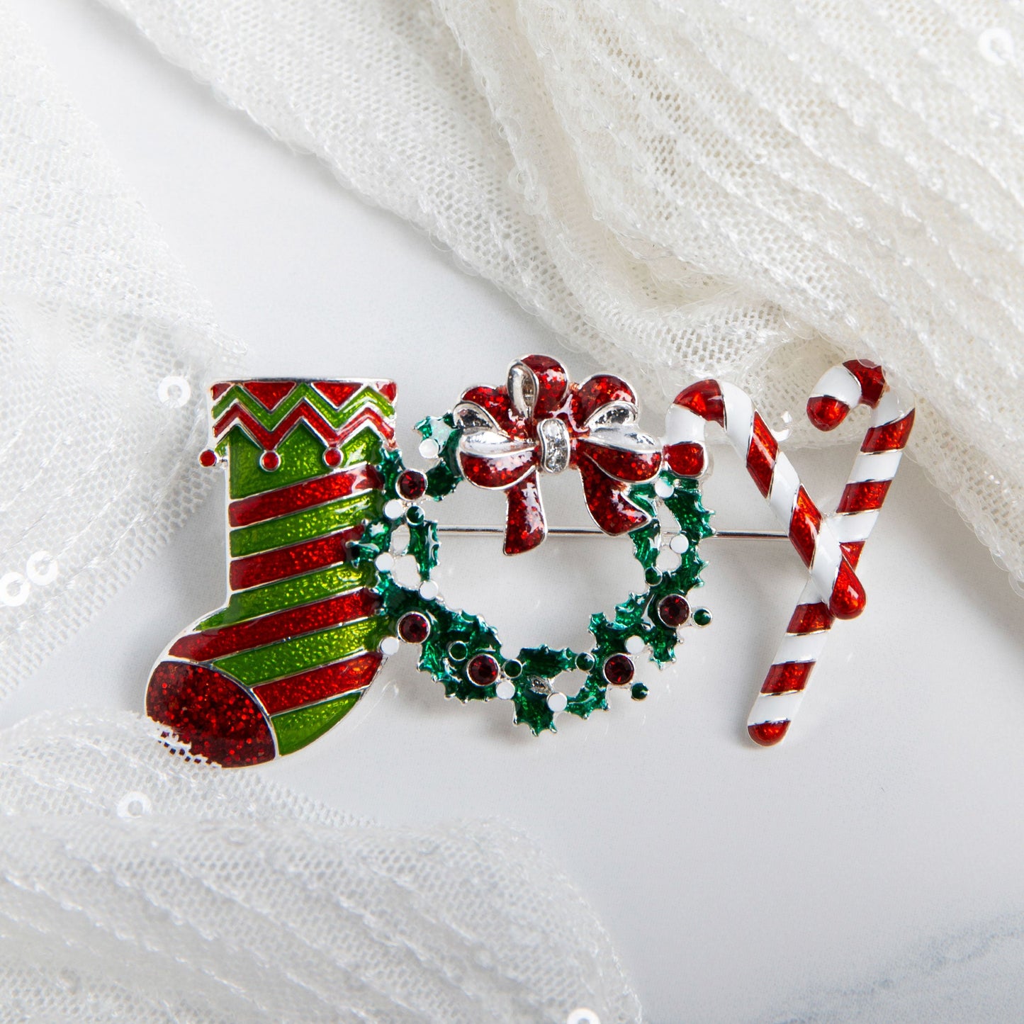 Holiday Christmas Joy Brooch