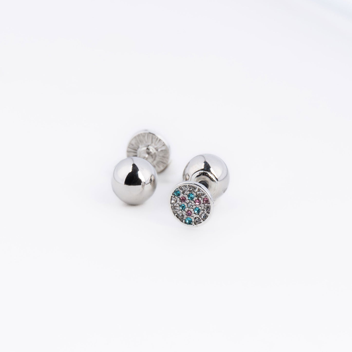 Pave Disc & Bead Reversible Earrings