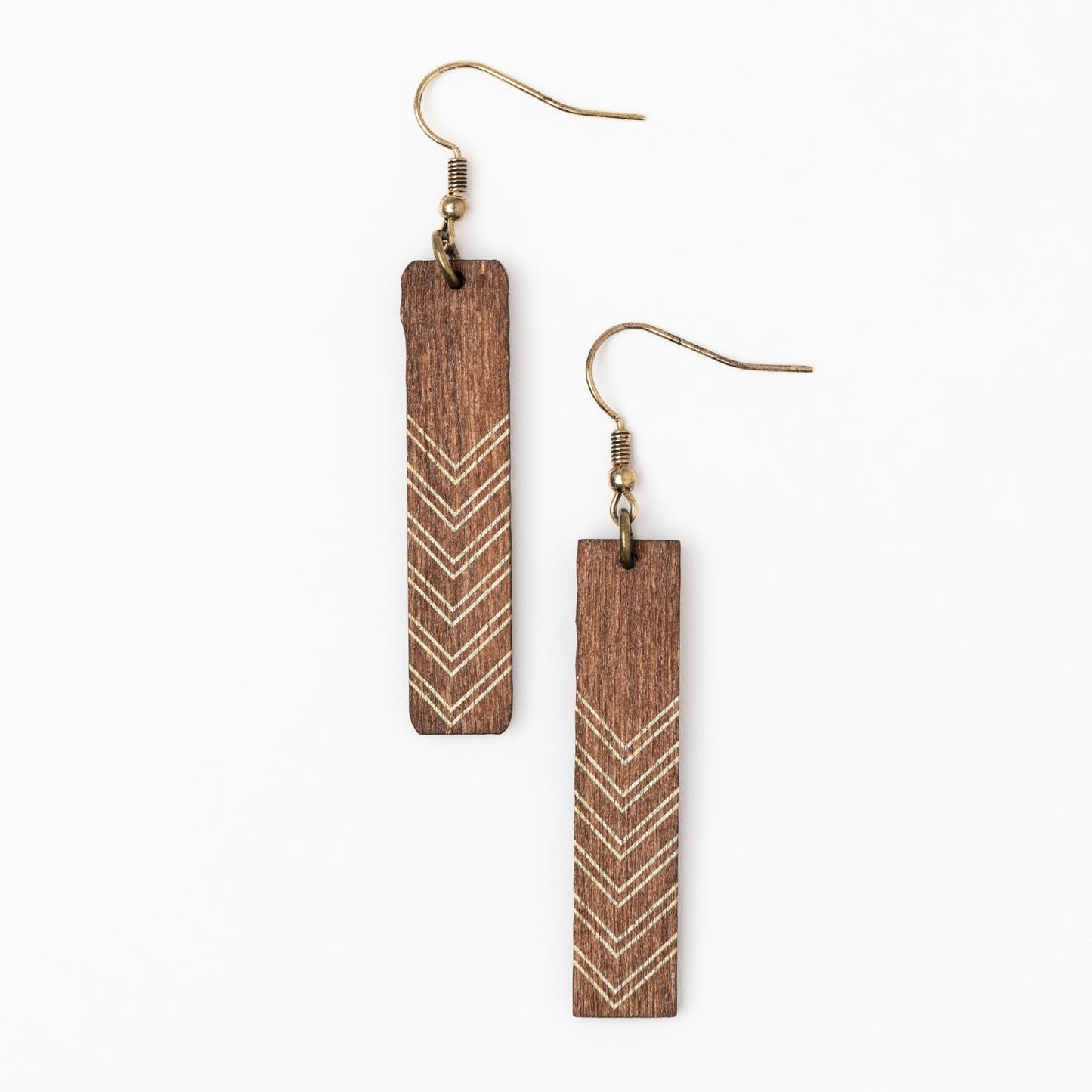 Samira Engraved Arrow Bar Wood Earrings