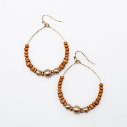 Lani Wooden Hoop Drop Earrings