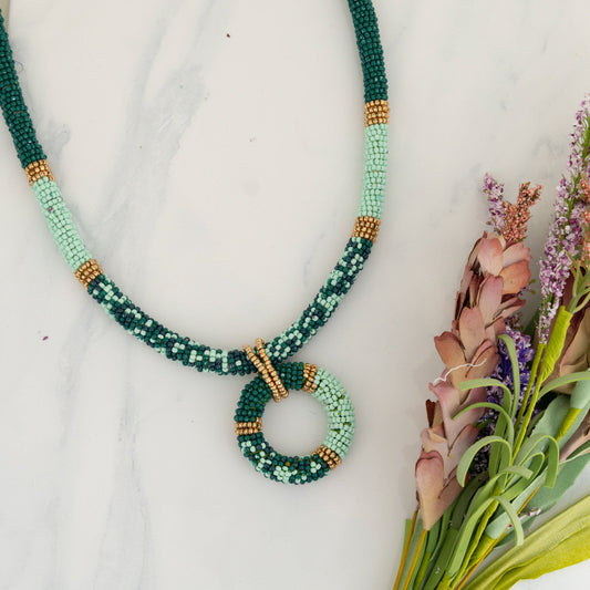 Tansy Seed Bead Ring Necklace