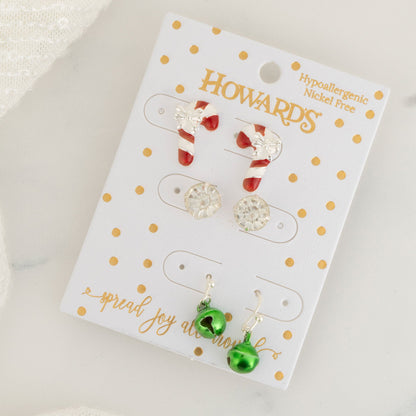 Holiday Candy Cane Earring Trio