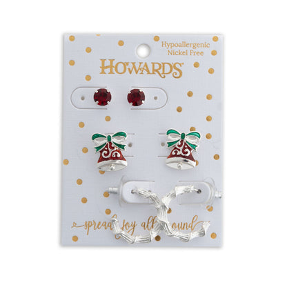 Holiday Christmas Bells Earring Trio