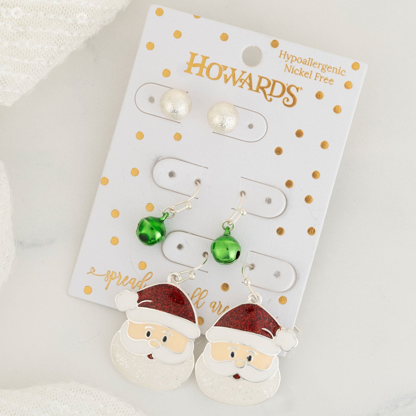 Holiday Santa Earring Trio