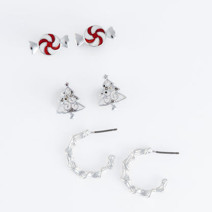 Holiday Peppermint Earring Trio