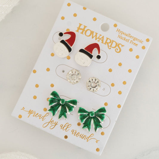 Holiday Christmas Cats Earring Trio