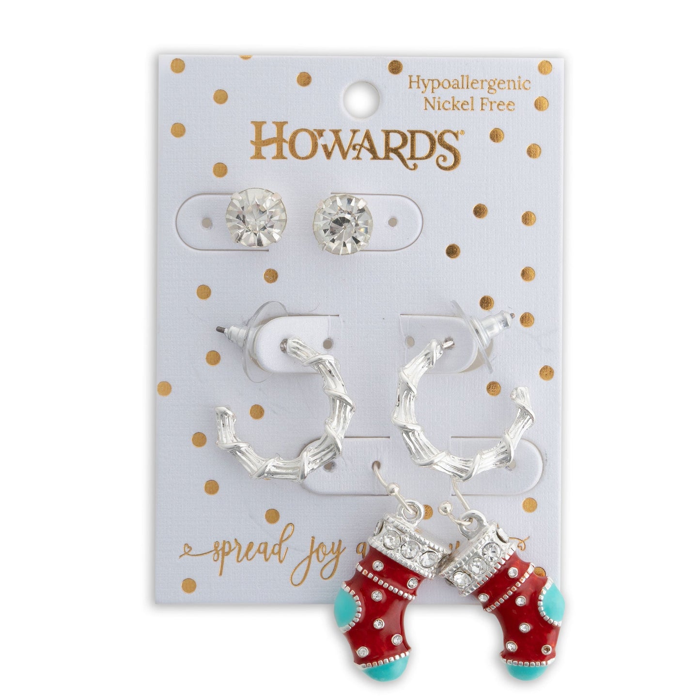 Holiday Christmas Stockings Earring Trio