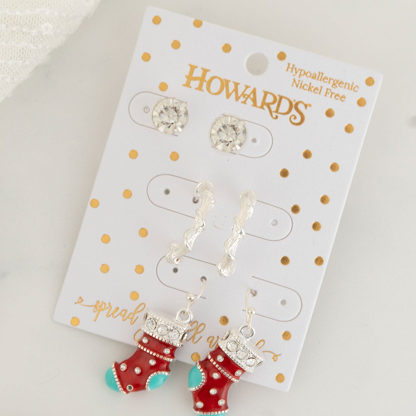 Holiday Christmas Stockings Earring Trio