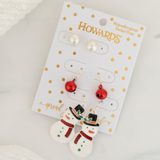 Holiday Snowman Earring Trio