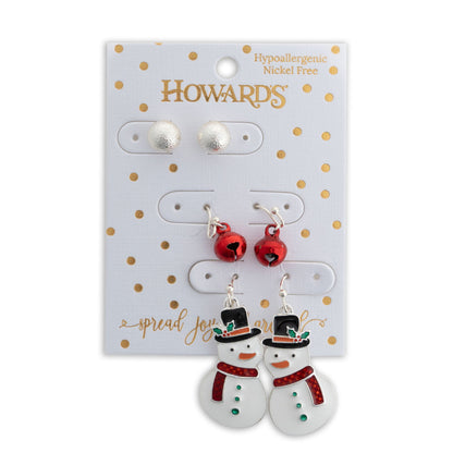 Holiday Snowman Earring Trio