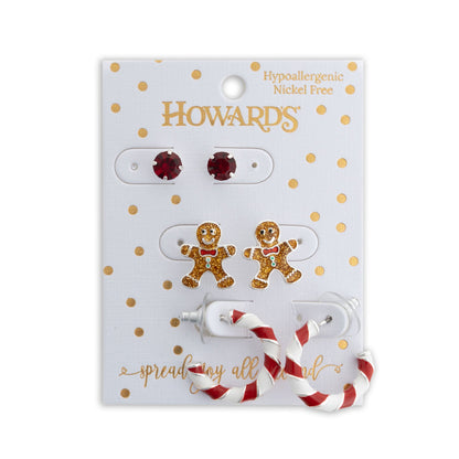 Holiday Gingerbread Men Earring Trio