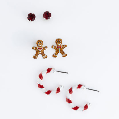 Holiday Gingerbread Men Earring Trio