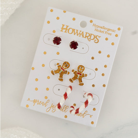 Holiday Gingerbread Men Earring Trio
