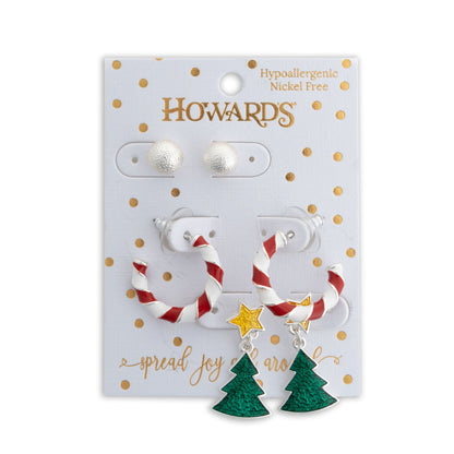 Holiday Christmas Trees Earring Trio