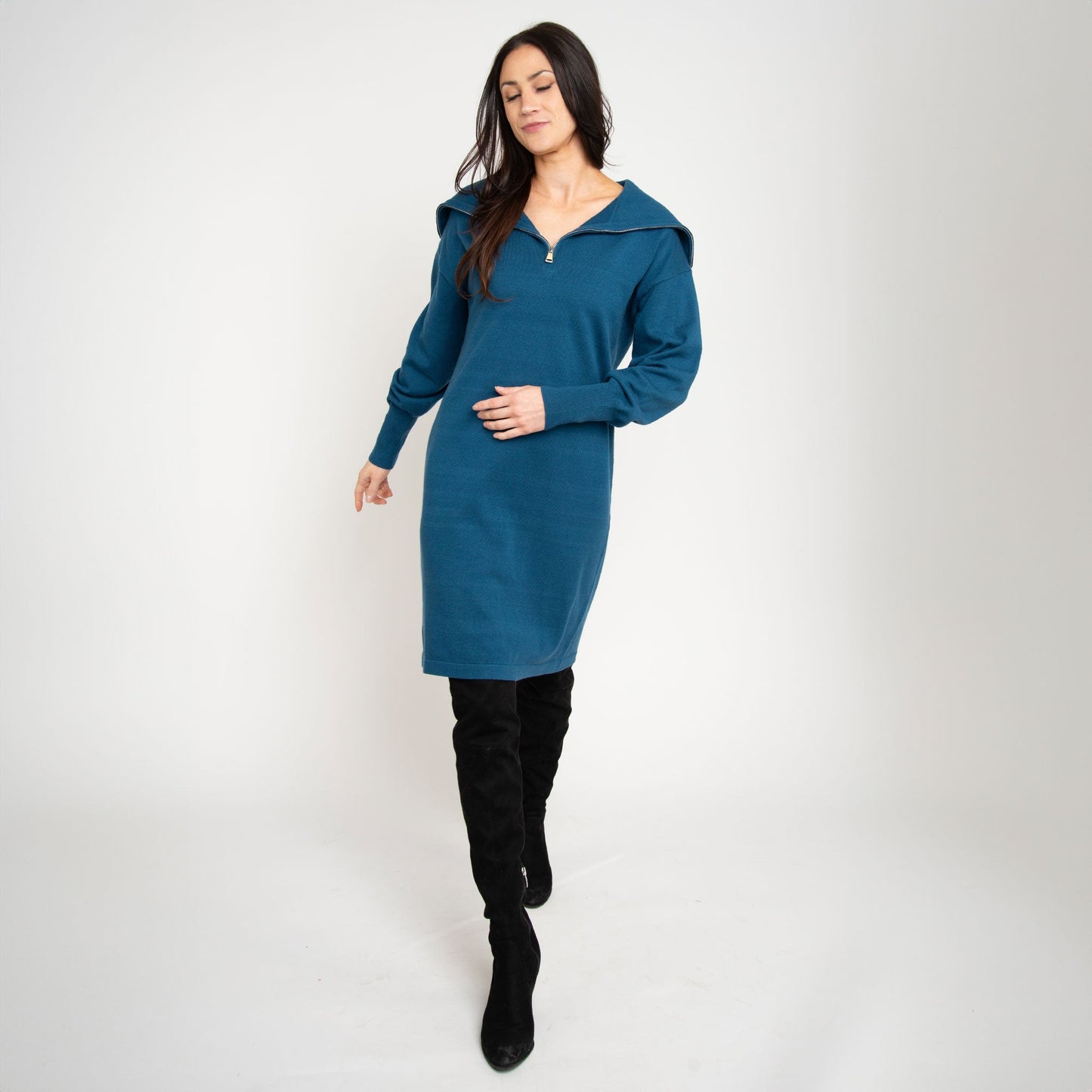 Alessia Quarter Zip Sweatshirt Dress