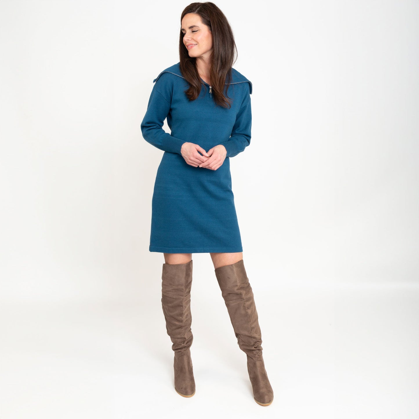 Alessia Quarter Zip Sweatshirt Dress