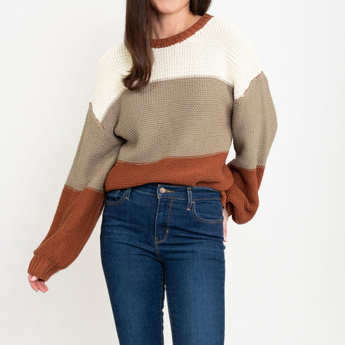 Tierra Color Block Chunky Sweater