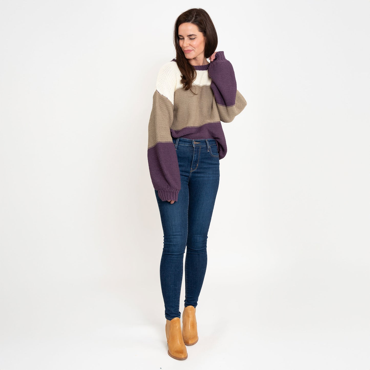 Tierra Color Block Chunky Sweater