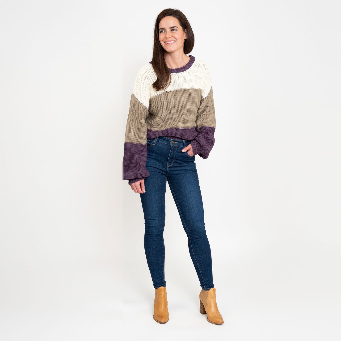 Tierra Color Block Chunky Sweater