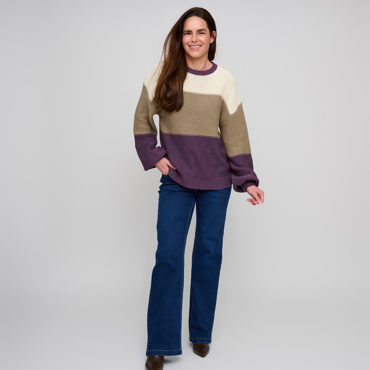 Tierra Color Block Chunky Sweater