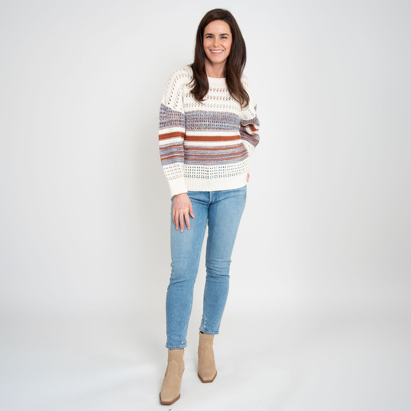 Opal Color Block Crochet Sweater