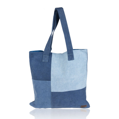 Nikole Patchwork Denim Tote Bag