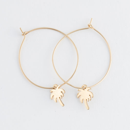 Dainty Palm Hoop Earrings