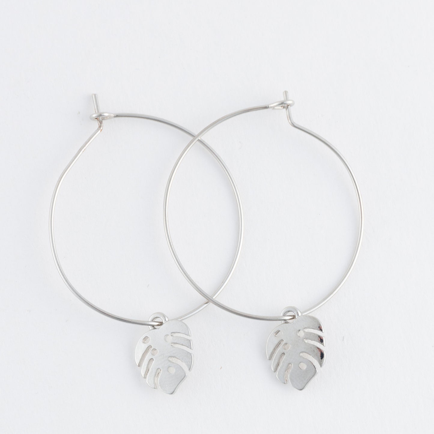 Dainty Monstera Leaf Hoop Earrings