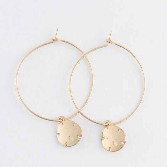 Dainty Sand Dollar Hoop Earrings