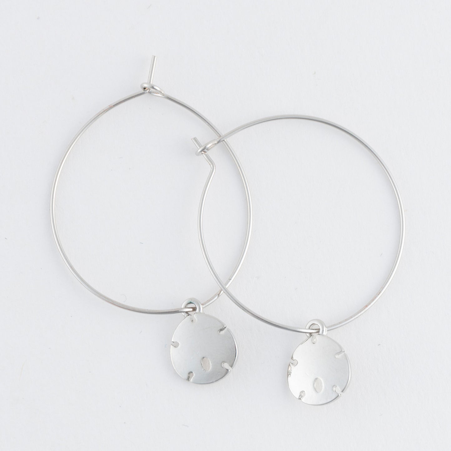 Dainty Sand Dollar Hoop Earrings